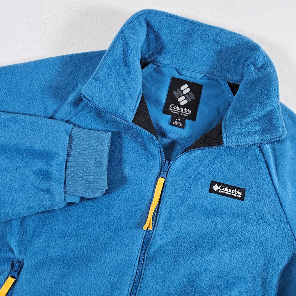 Columbia Fleece Jacket Mens Large Blue Full Zip WM1757 Raglan Outdoor